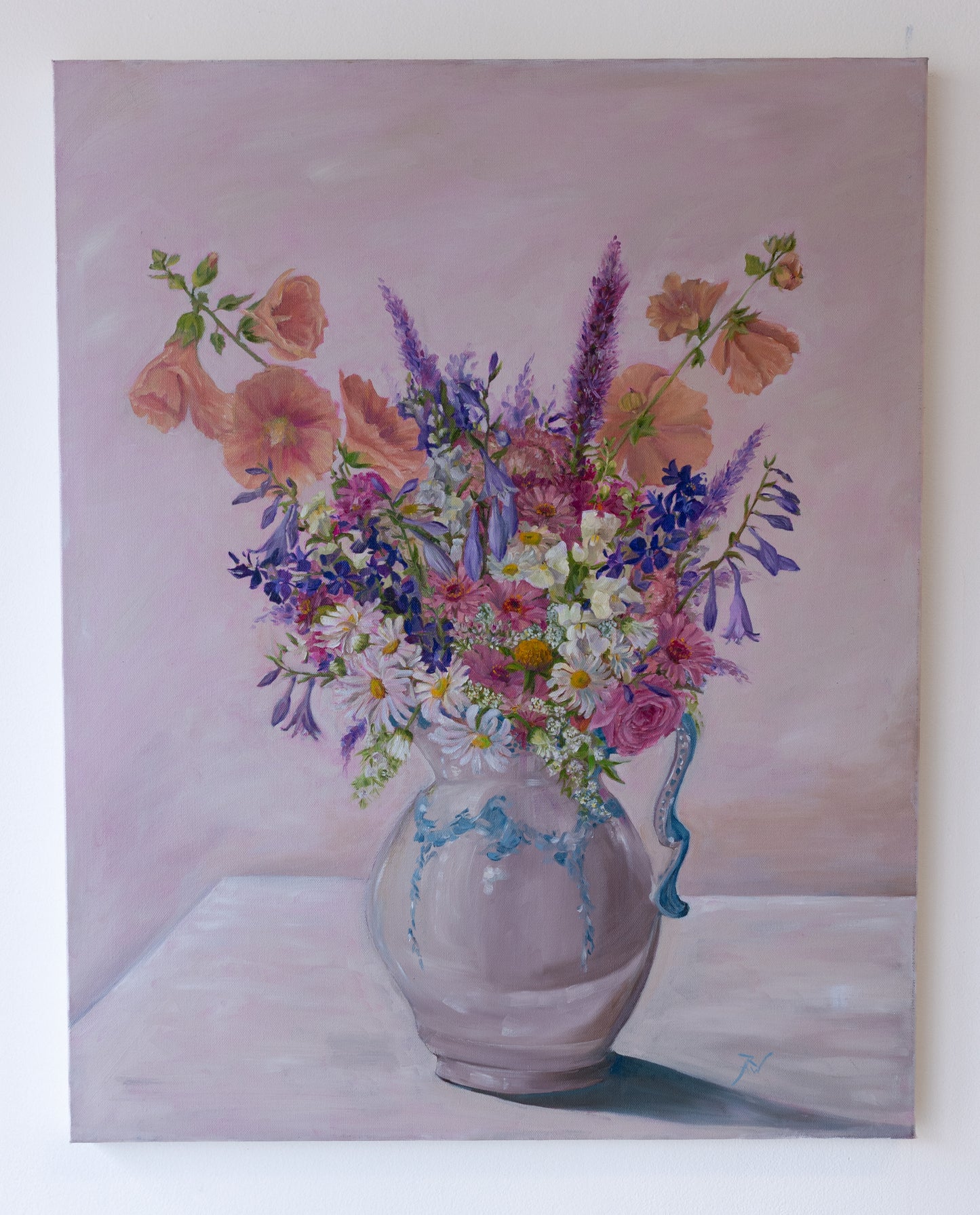 Pink Background Flower Vase