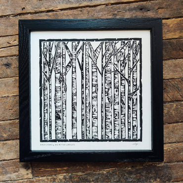 Birch Stand Linoprint by Big Mitten Linocuts