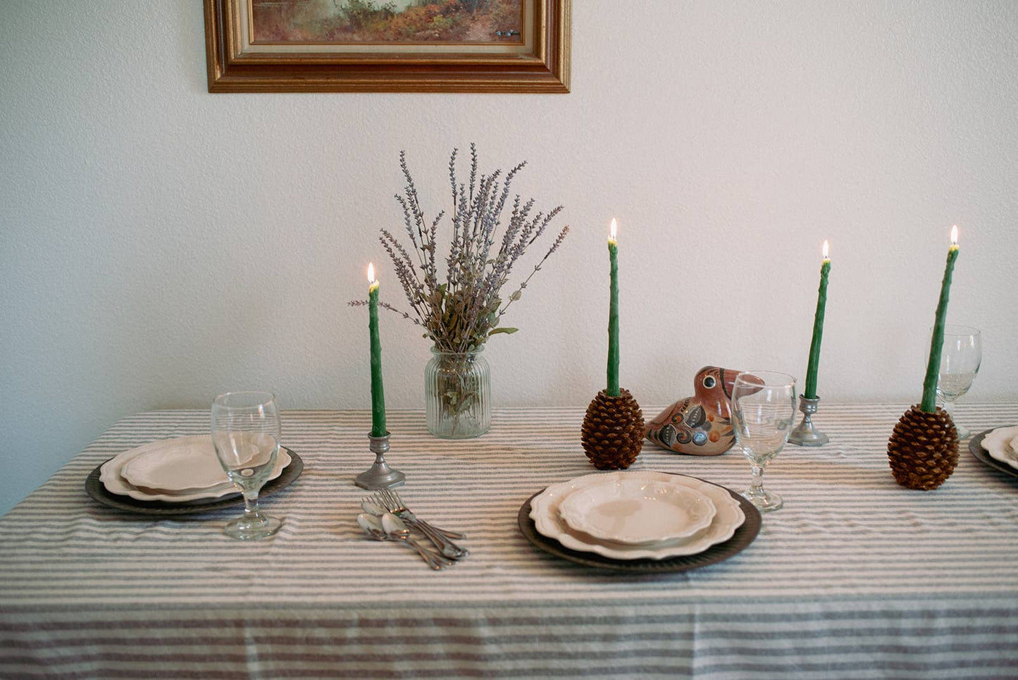 Beeswax Asparagus Taper Candle (Set of 2)