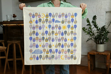 Hot Air Balloon Screen Print Tea Towel