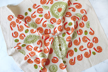 Shrimp Cocktail Screen Print Tea Towel