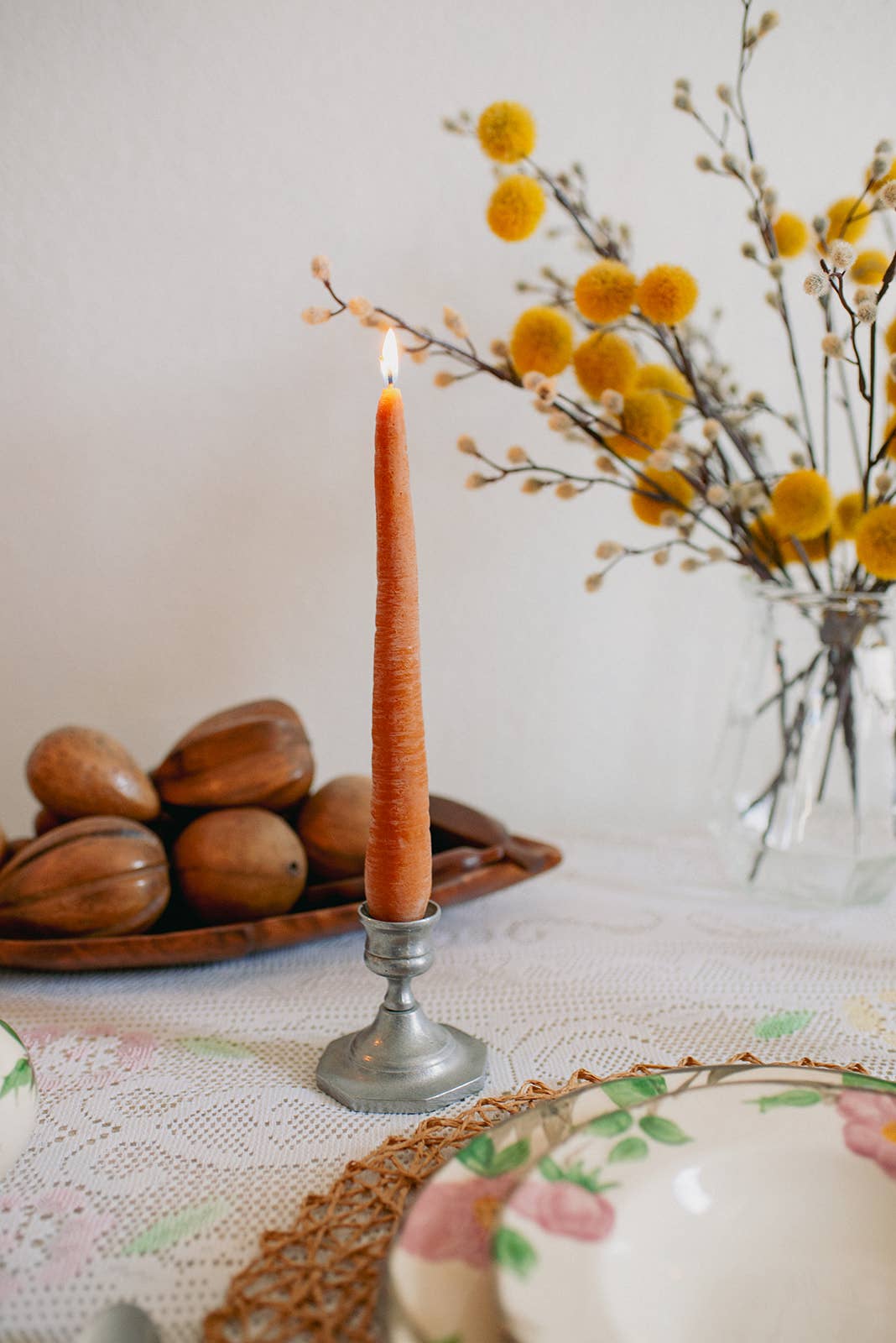 Beeswax Carrot Taper Candles (Set of 2)