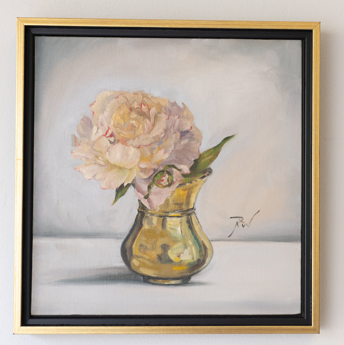 Peony in Gold Vase by Anika Whittier