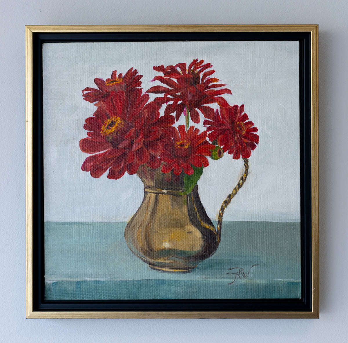 Crimson Zinnias by Anika Whittier