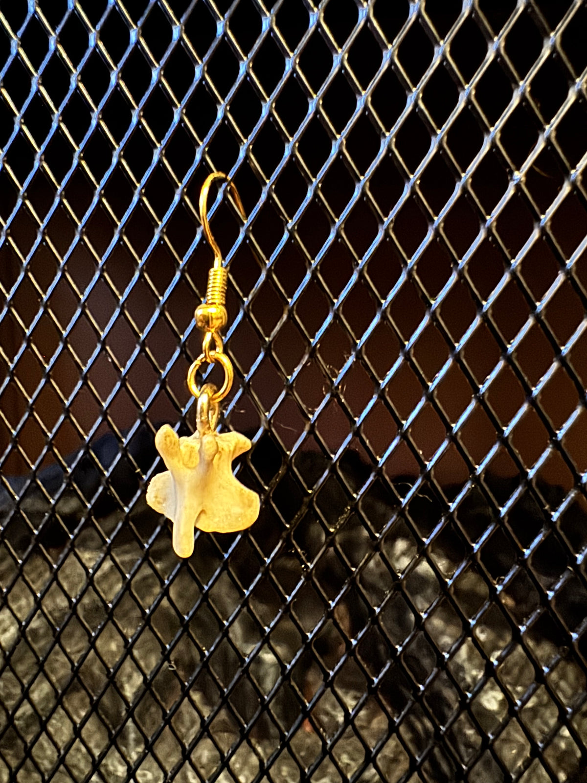 Single Skunk Vertebrae Earring in Gold