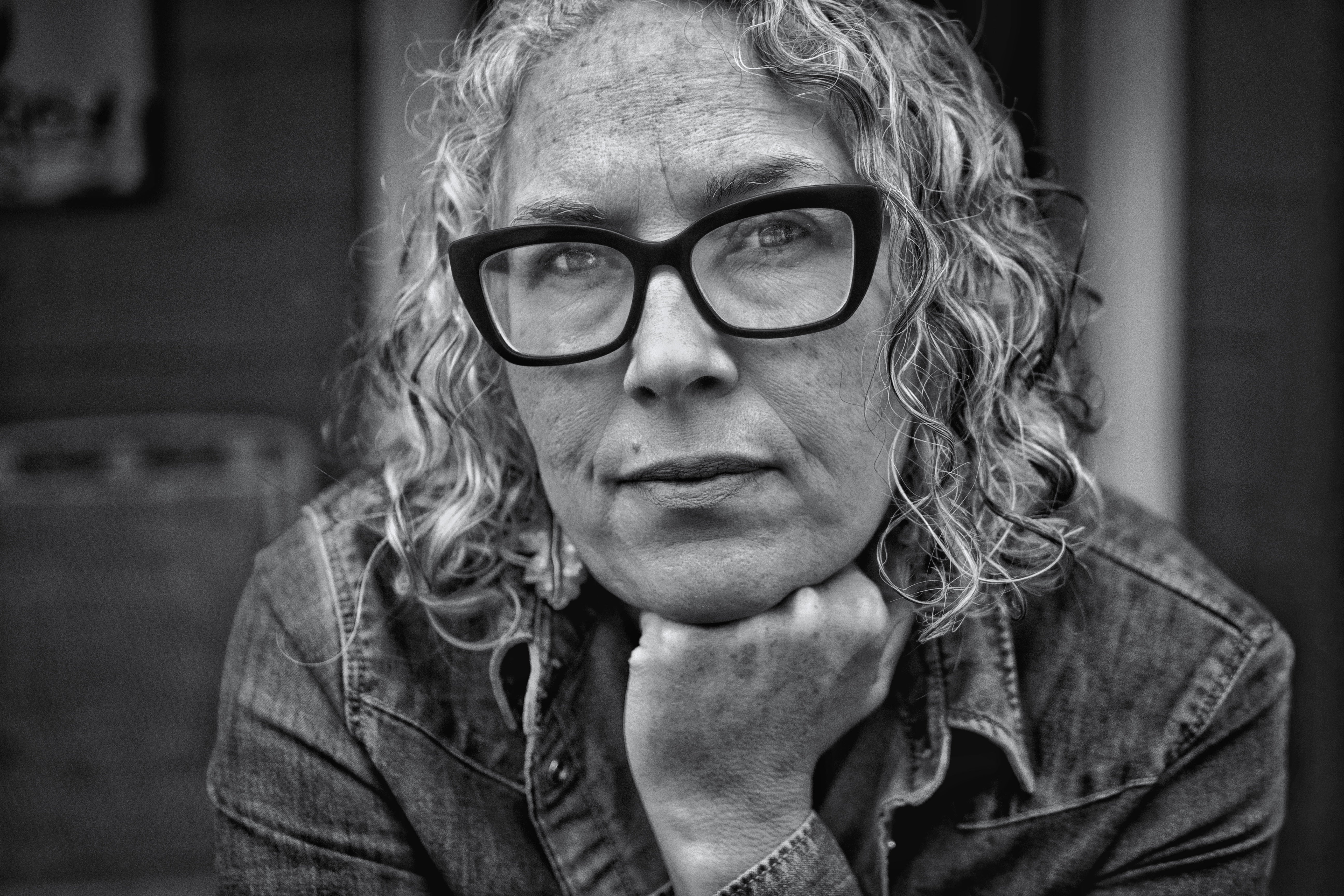 Black and white photograph of Jen by Anna Mullins