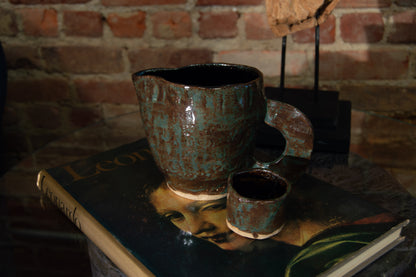 Textured Pitcher and Cup Set