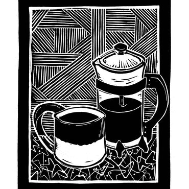 Big Mitten Linocuts - Coffee with GG