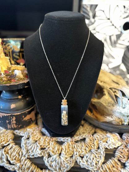 Mouse Bone Vial Necklace on Silver Chain