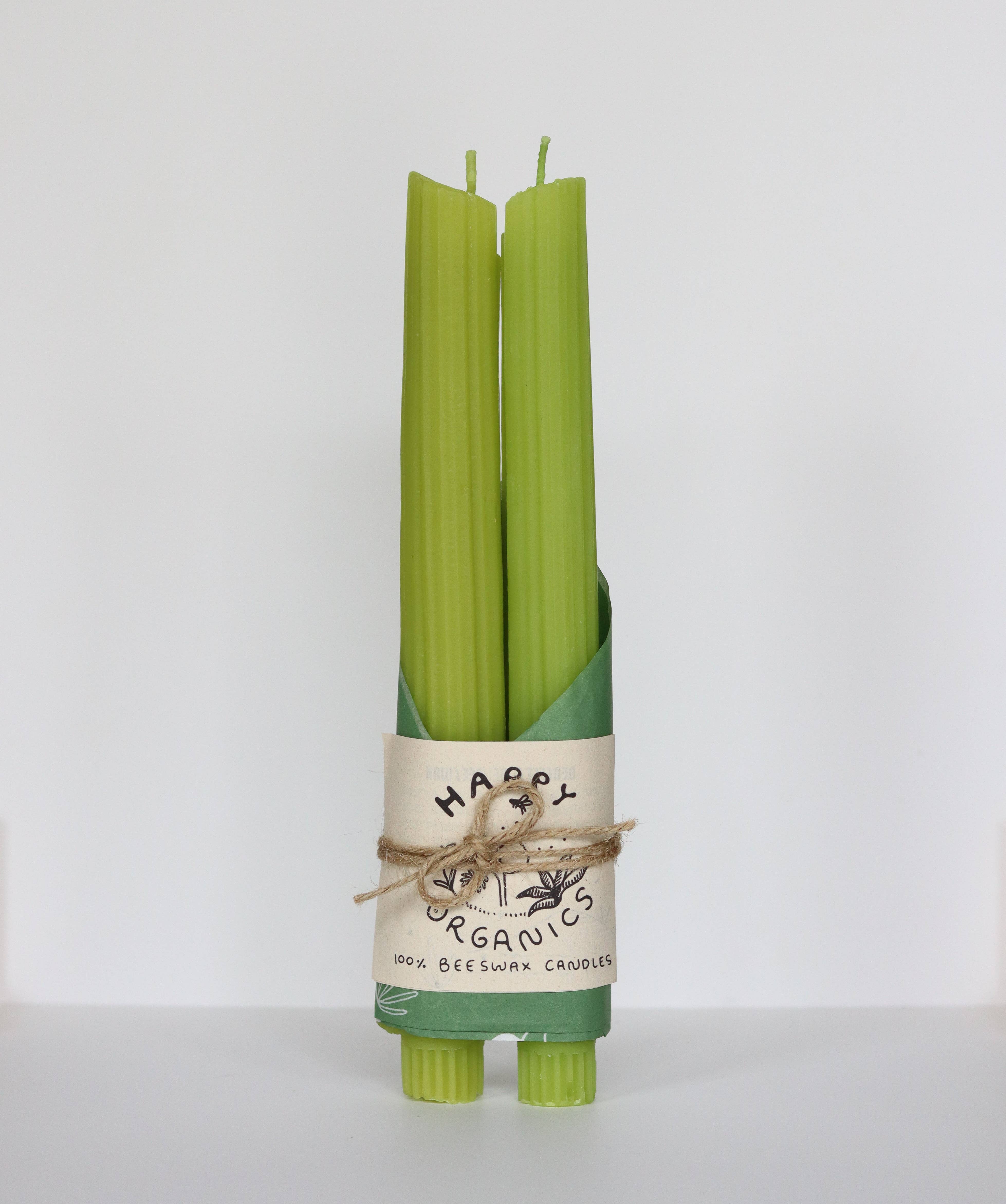 Beeswax Celery Taper Candle (Set of 2) by Happy Organics