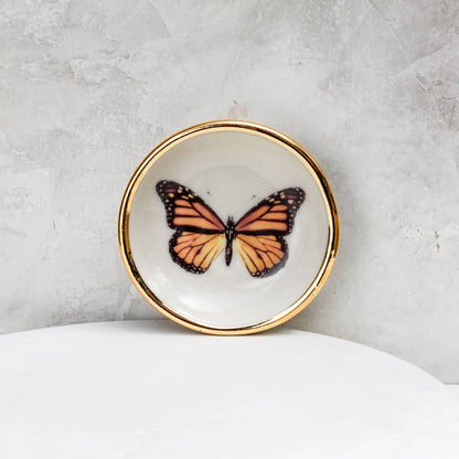 Apricity Ceramics - Monarch Butterfly Trinket Dish |Ring Dish|Handmade with gold
