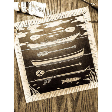 Vessels for Calm Waters Linoprint by Big Mitten Linocuts