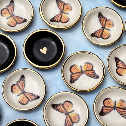 Apricity Ceramics - Monarch Butterfly Trinket Dish |Ring Dish|Handmade with gold