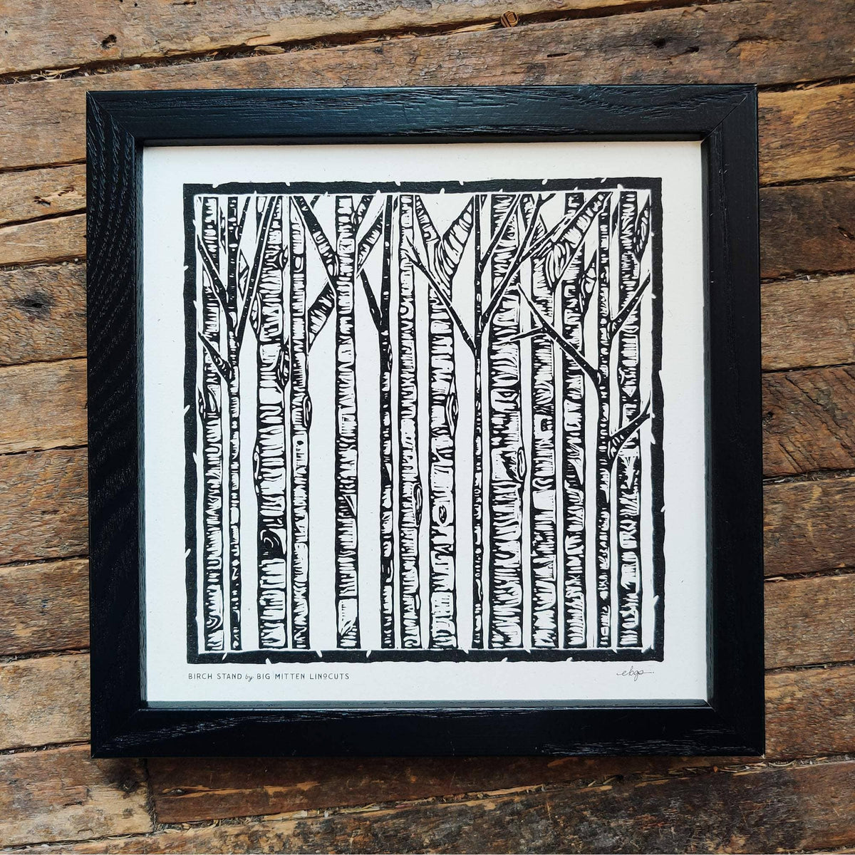 Birch Stand Linoprint by Big Mitten Linocuts
