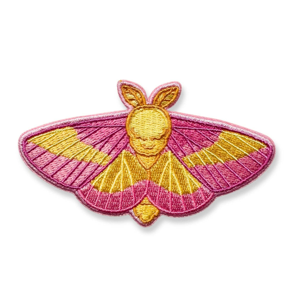 Rosy Maple Moth Iron-On Embroidered Patch