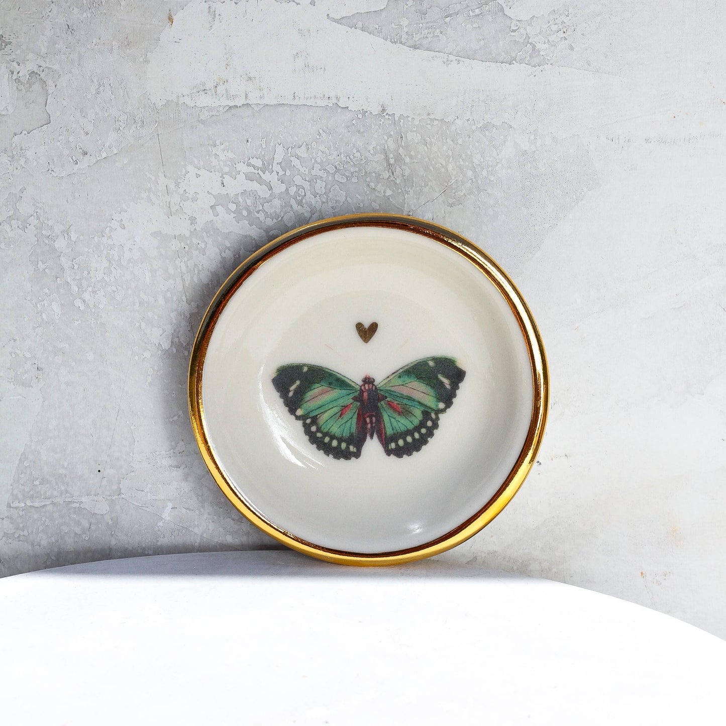 Apricity Ceramics - Green Butterfly with Heart Trinket Dish | Ring Dish