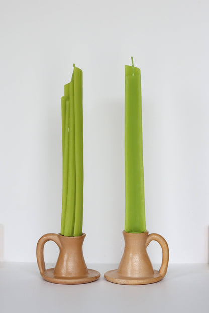 Happy Organics - Beeswax Celery Taper Candle (Set of 2)
