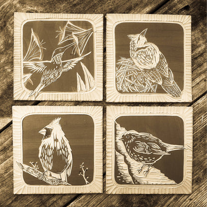 Big Mitten Linocuts - Woodland Birds Linoprint