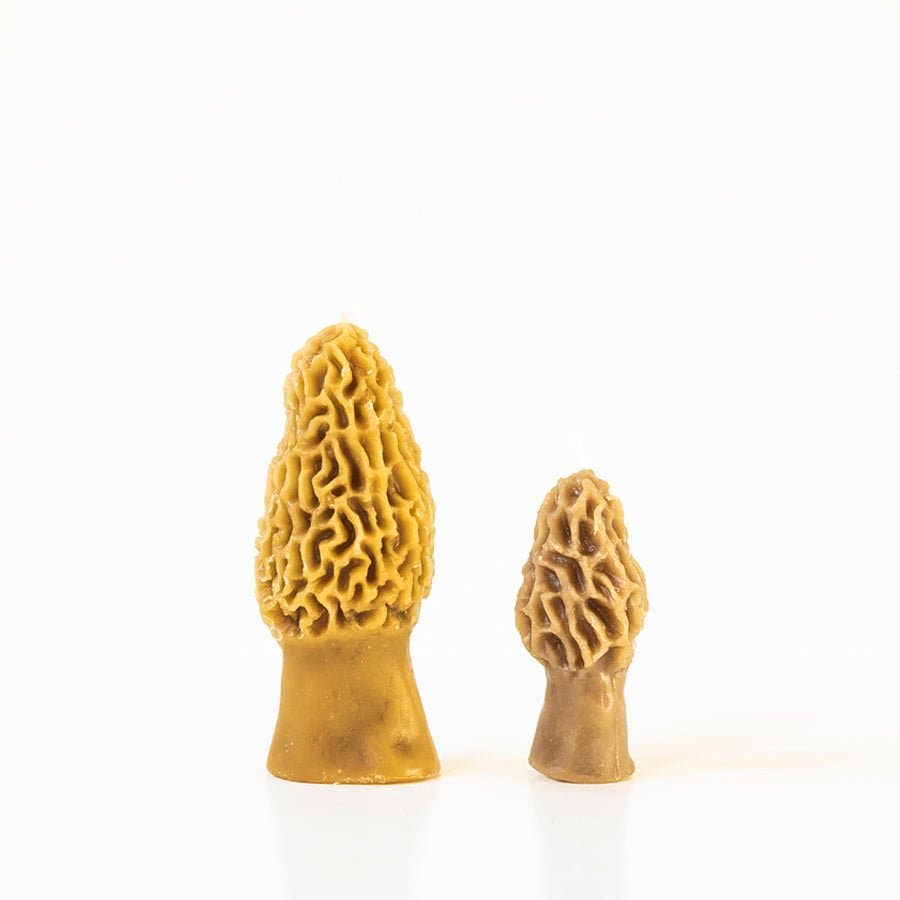 Happy Organics - Beeswax Morel Mushroom Candle 2-pack: Yellow