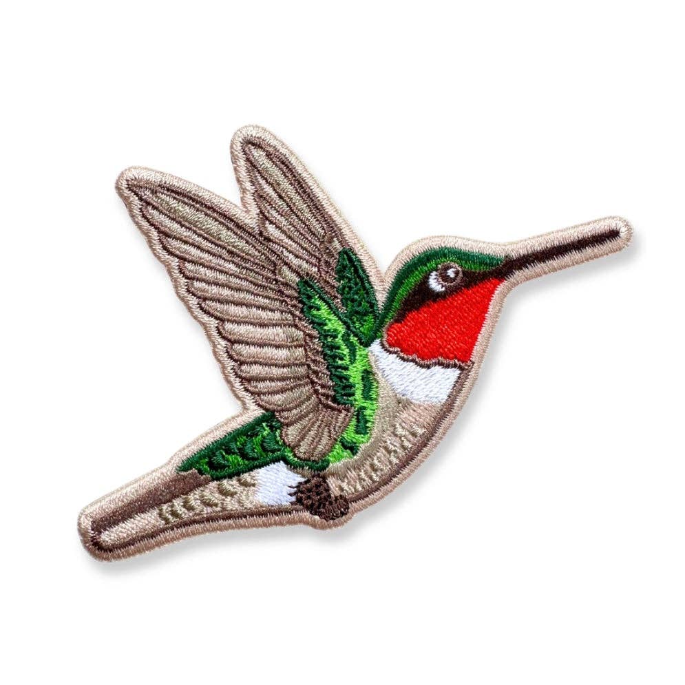 Ruby-throated Hummingbird Iron-On Embroidered Patch
