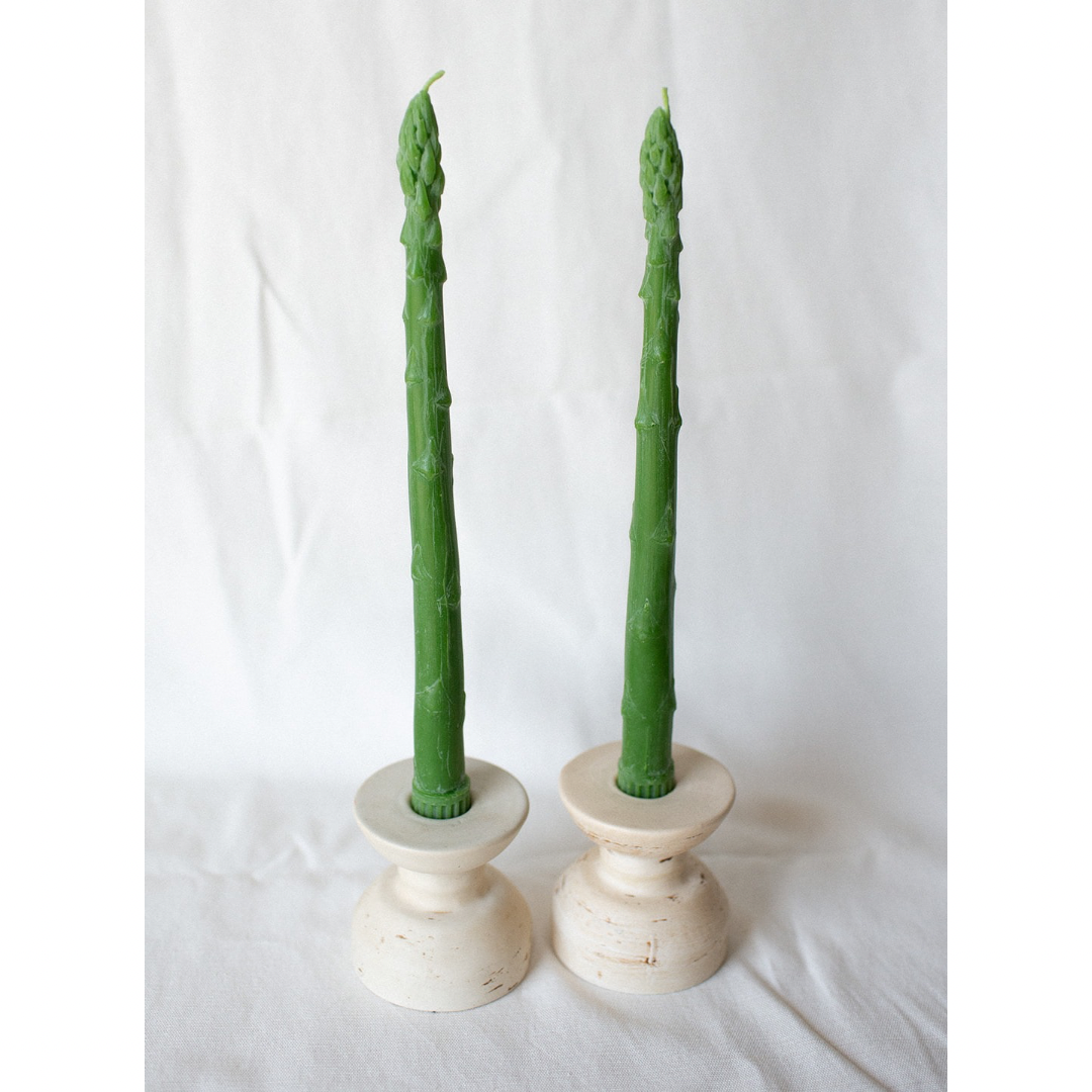 Beeswax Asparagus Taper Candle (Set of 2) by Happy Organics