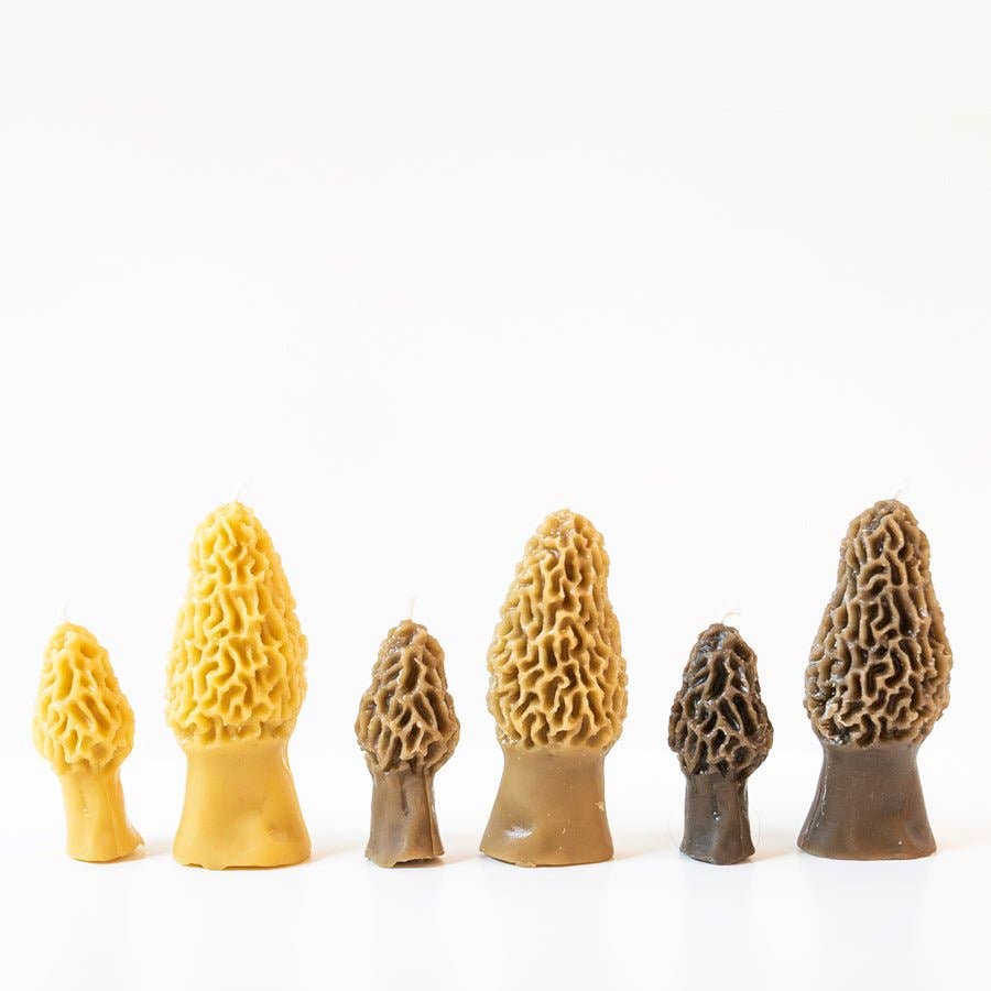 Beeswax Morel Mushroom Candle 2-pack: Yellow