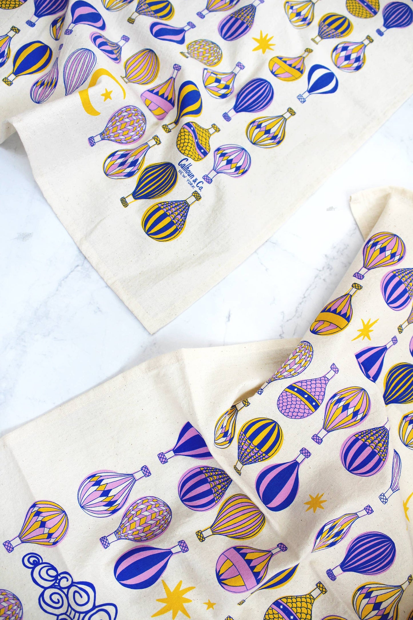 Hot Air Balloon Screen Print Tea Towel