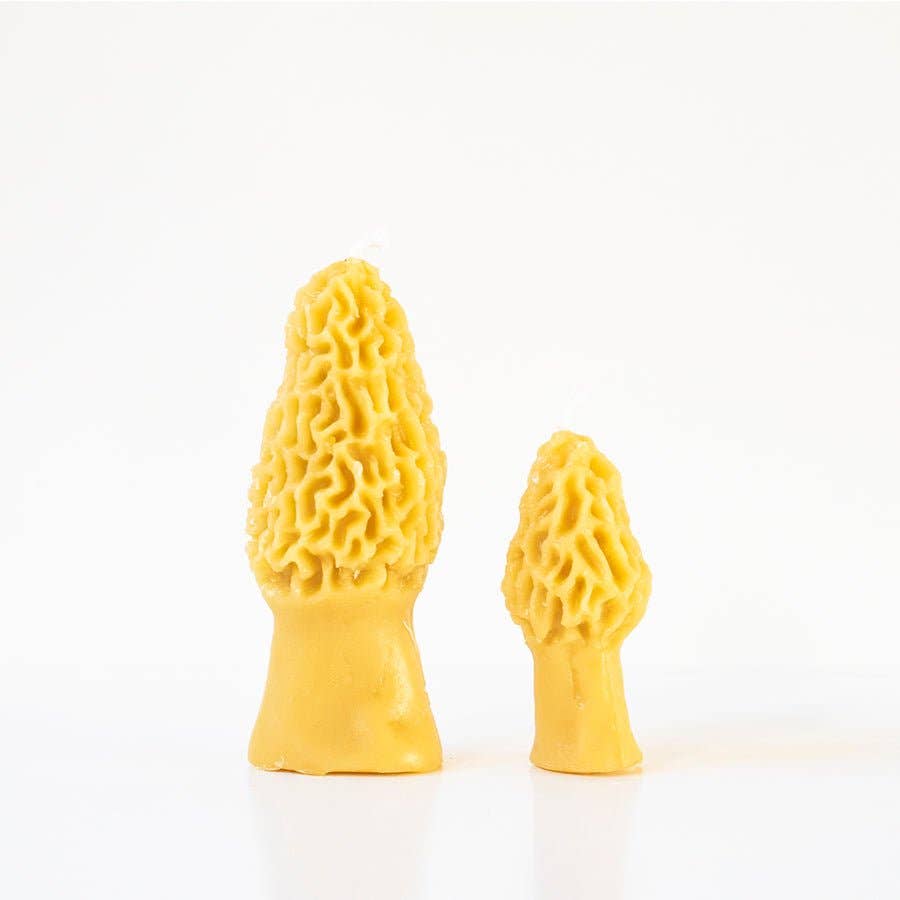 Beeswax Morel Mushroom Candle 2-pack: Yellow