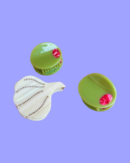 The Peach Fuzz - Garlic Rhinestone Mini Hair Claw