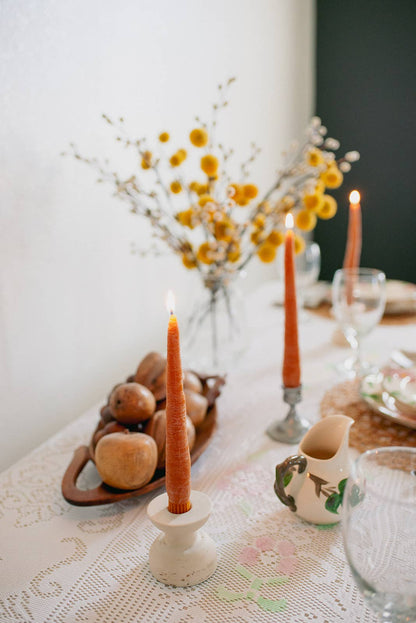 Happy Organics - Beeswax Carrot Taper Candles (Set of 2)