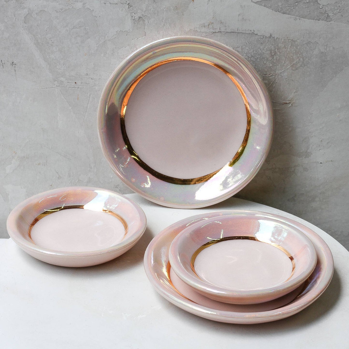 Apricity Ceramics - Pink Opal Trinket Dish | Ring Dish | Handmade with Gold
