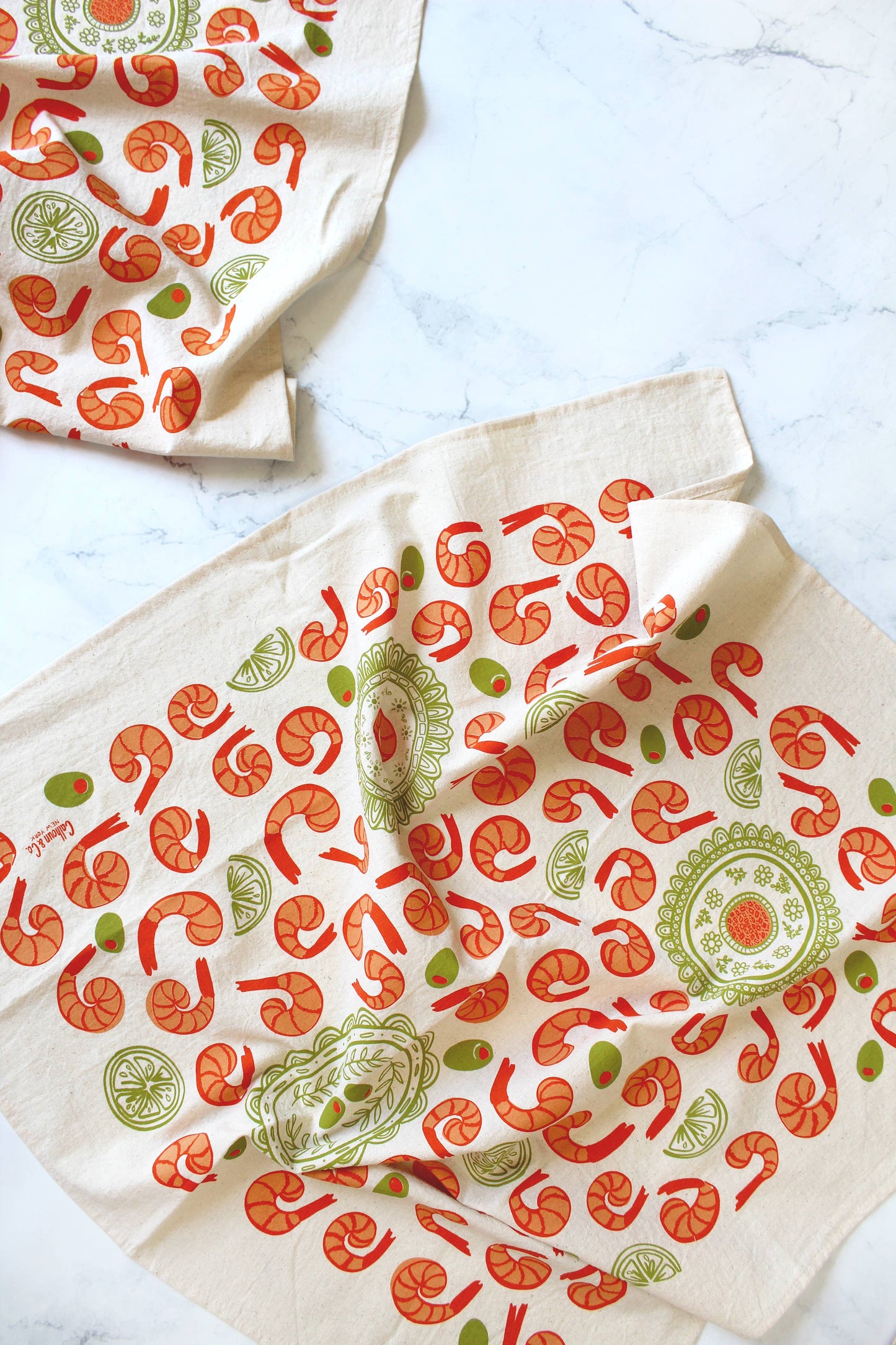 Shrimp Cocktail Screen Print Tea Towel