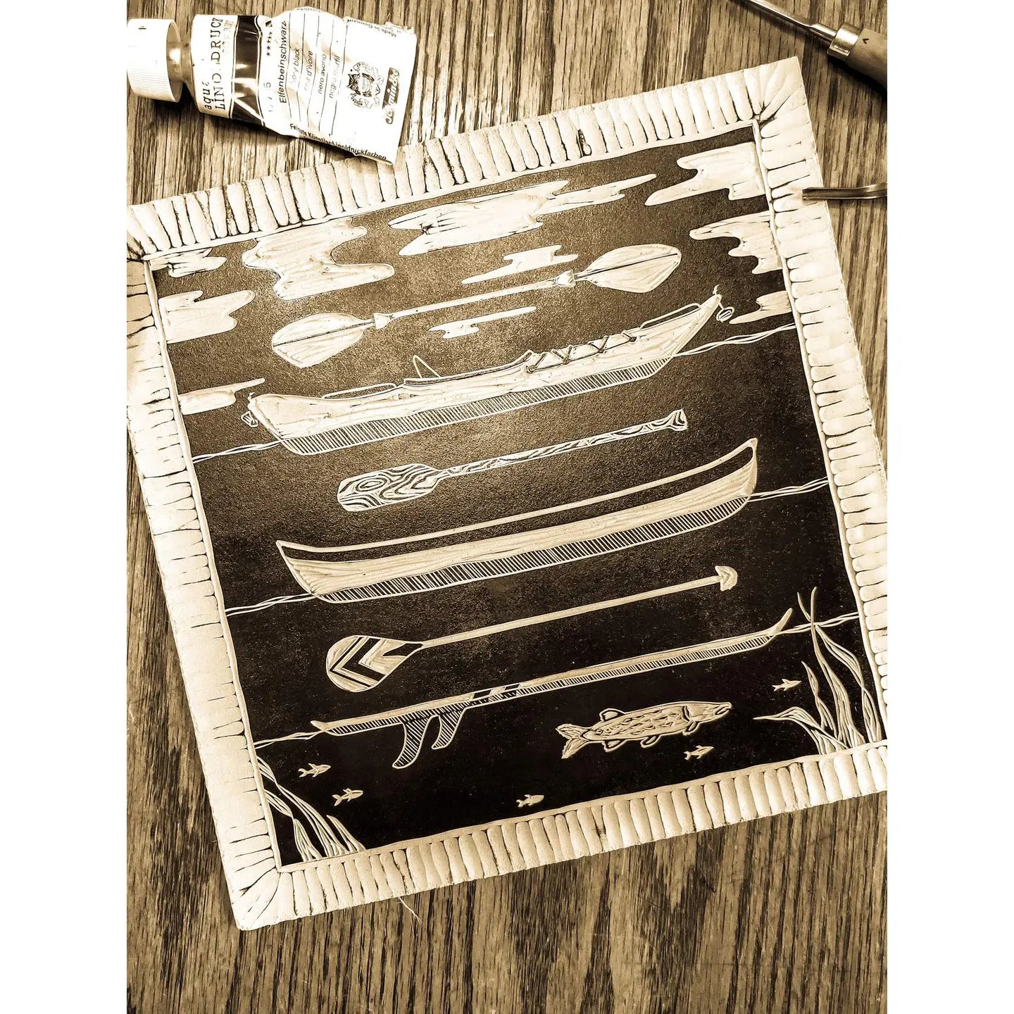 Big Mitten Linocuts - Vessels for Calm Waters